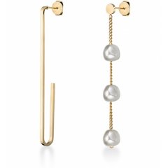 Pendientes asimétricos de barra y perla Gold ROSEFIELD JALPEG-J182 mujer