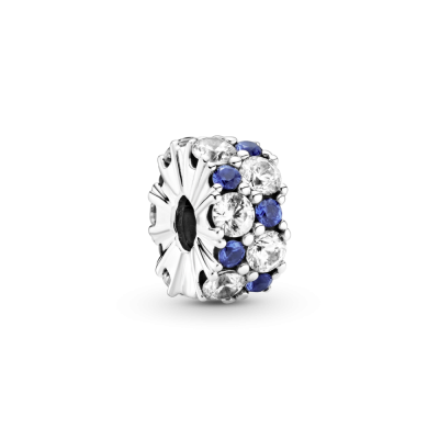principal Clip Pandora Transparente y azul brillante Siliconado 799171C01 mujer plata