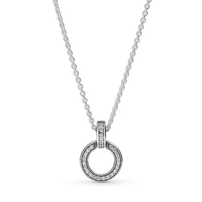 principal Collar Pandora 399487C01-45 doble círculo plata