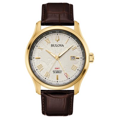 principal Reloj Bulova Wilton GMT 97B210 acero chapado oro 