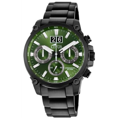 principal Reloj Lotus Chrono 10141/1 acero negro y verde