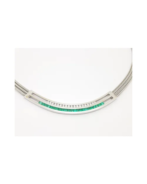 Halsband Antonio Soria 57540BE Vitguld, diamanter och smaragder