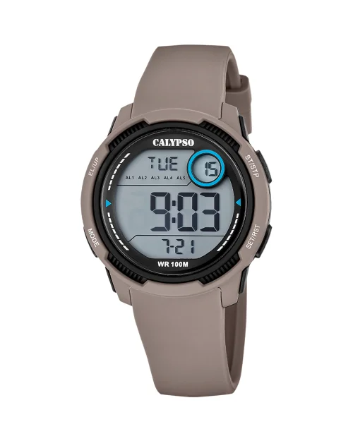 Calypso K6076/1 Digitaluhr, grau, Unisex, Kautschukarmband
