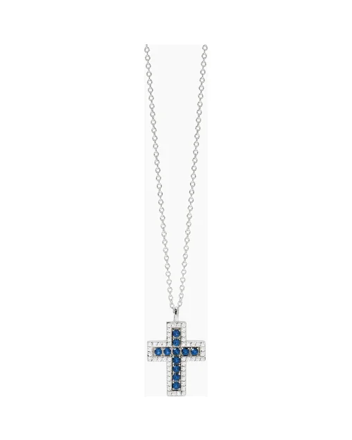 Gargantilla Mabina Save The Queen 553848 cruz plata 925 zafiros