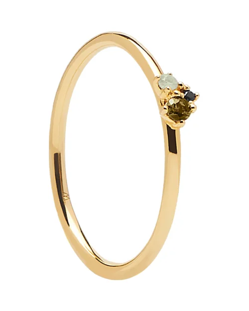 Ring P DE PAOLA Lime Blush Gold AN01-194-10 Damenring Silberfarbene Steine