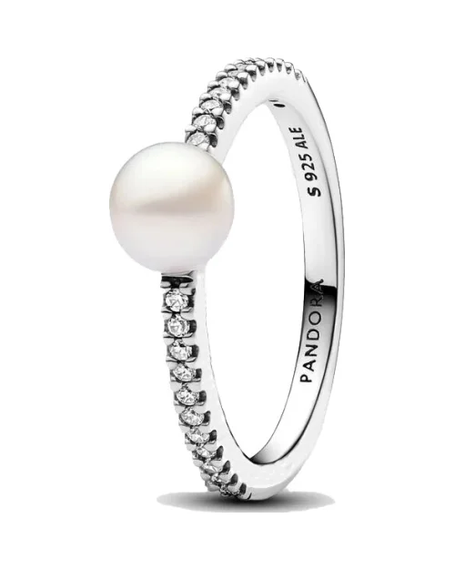 Pandora Timeless 193158C01-56 pierścionek z perłą i pavé