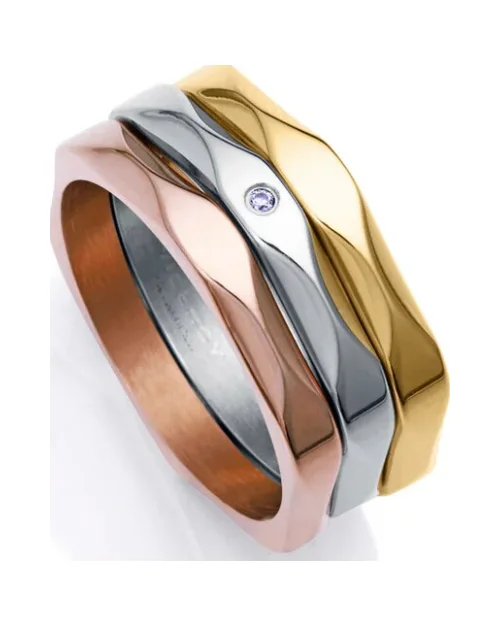Anello Viceroy Chic 14181A01619 in acciaio inox a tre toni