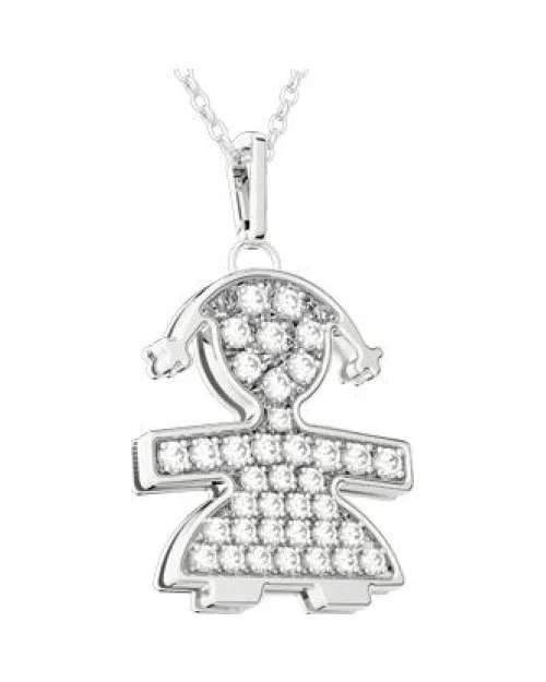 Colgante leBebé gioielli LBB026 Niña Oro Blanco y Diamantes