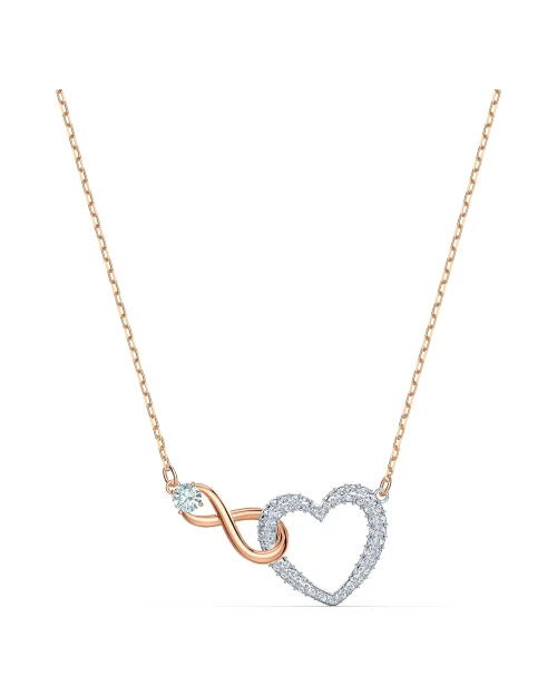 Collana Infinity Heart SWAROVSKI 5518865, bianco, combinazione di finiture metalliche