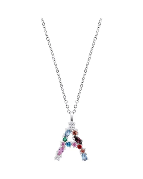Lotus Silver Rainbow-halsband LP3635-1/A bokstav A