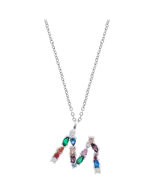 Lotus Silver Rainbow Necklace LP3635-1/M letter M