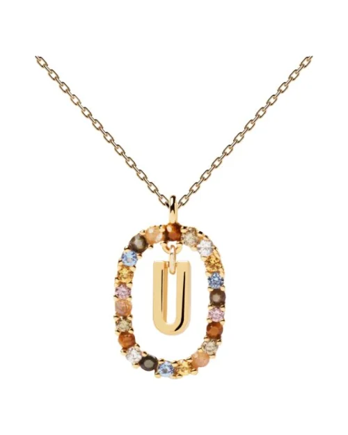 Collana P D Paola lettera U CO01-280-U donna placcata oro 