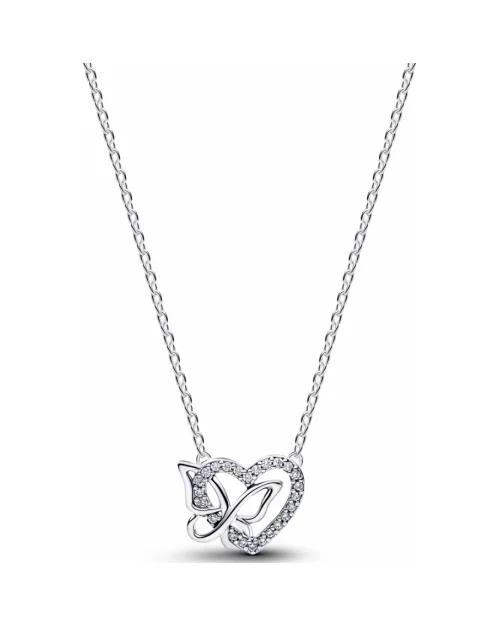 Pandora 394477C01-45 heart and butterfly necklace
