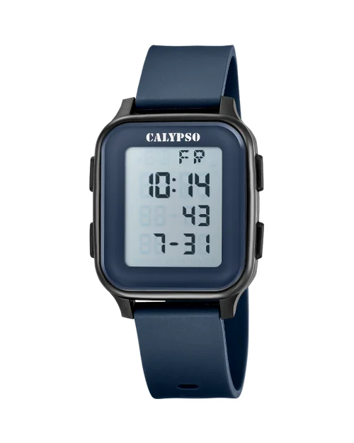 Calypso K6077/4 Digitaluhr, schwarz und blau, Unisex, Kautschukarmband