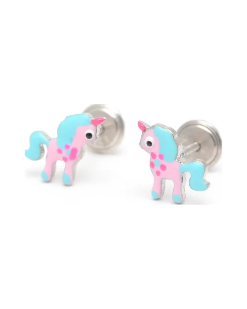 Pendientes Botón La Petra 1432010314R-01 Niña Plata Esmalte