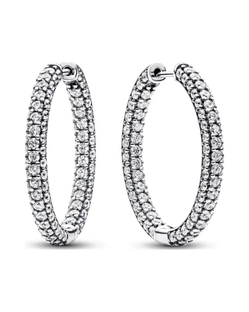Pendientes de aro Pandora 293016C01 Timeless pavé