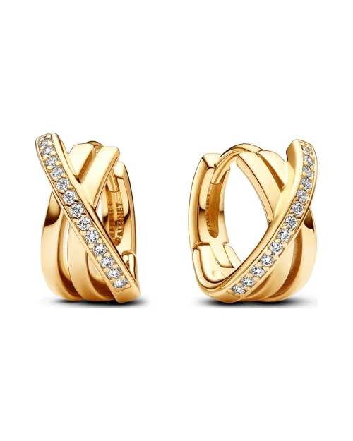 Pendientes Pandora de aro 263150C01 cruzados pavé