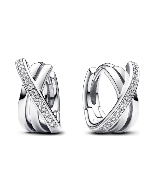 Pandora earrings 293150C01 crossed pavé hoop earrings