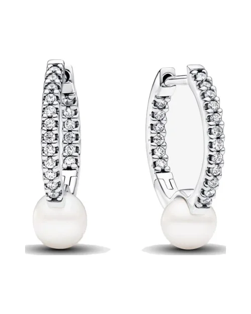 Pendientes Pandora de aro 293171C01 perlas y pavé
