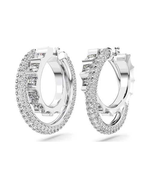 Kolczyki kółka Swarovski 5623483 Rota biały