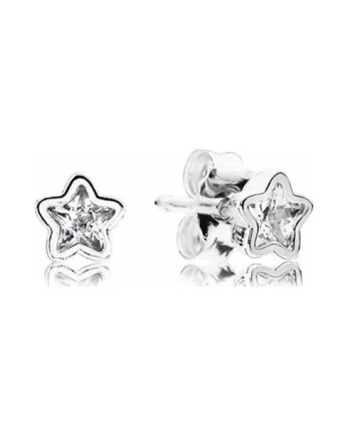 Pandora 290597CZ Damskie kolczyki z guzikami Sterling Silver Glitter Star Zircons