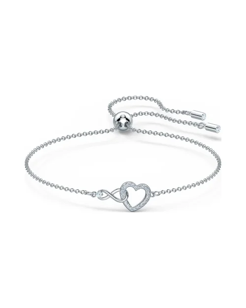 Pulsera Infinity Heart SWAROVSKI 5524421, blanco, baño de rodio