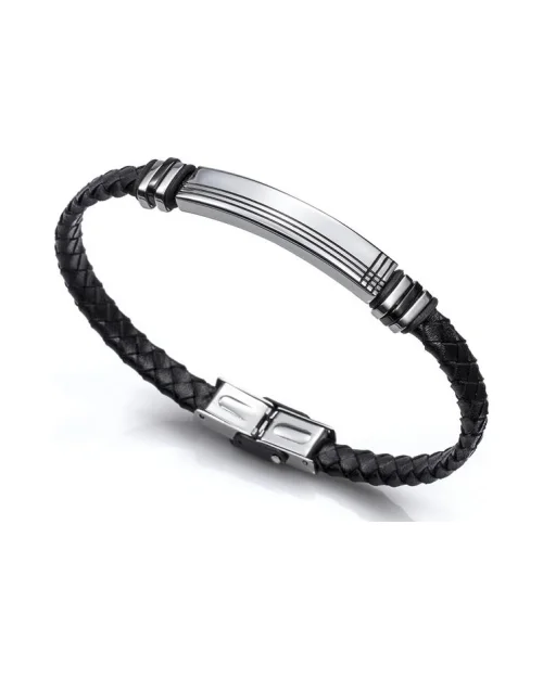 Viceroy 6300P01010 Herenarmband Staal en Leer Zwart