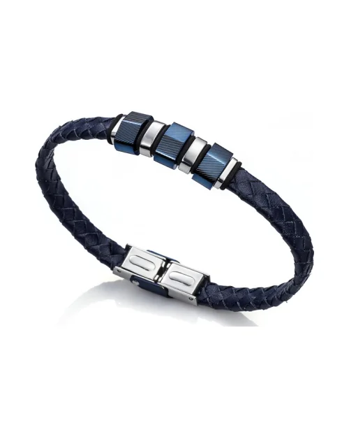 Viceroy Mode-Armband 6304P09013 Mann Leder und Edelstahl Blau