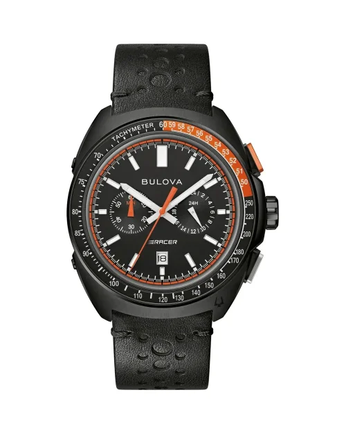 Bulova Racer 98B428 Herrenuhr aus Edelstahl und Leder
