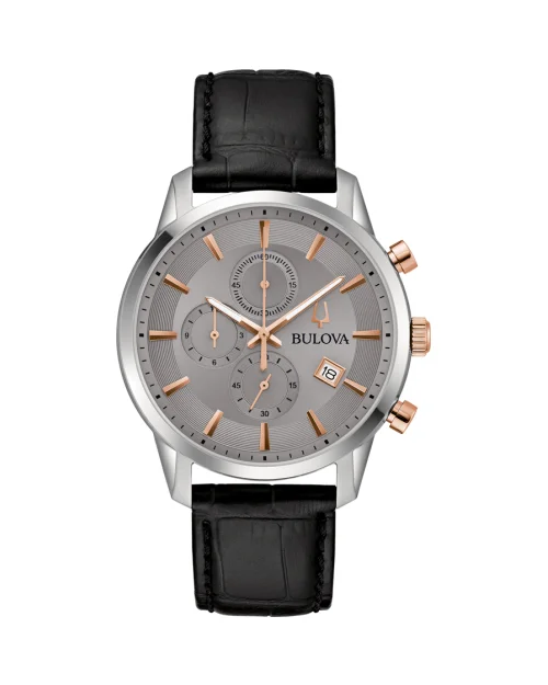 Montre Bulova Sutton Chrono 98B409 en acier inoxydable et cuir