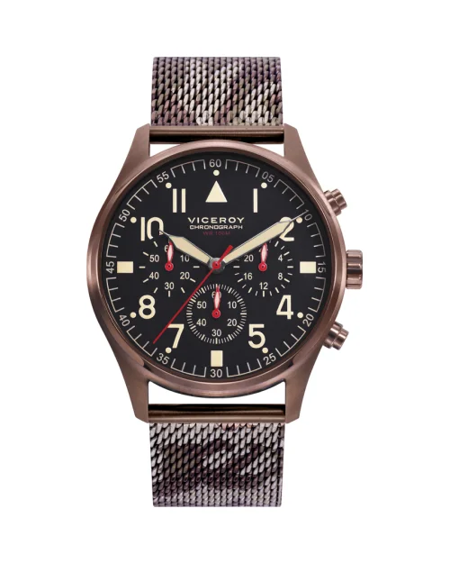 Montre Chrono Homme Viceroy 46805-54 acier inoxydable brun