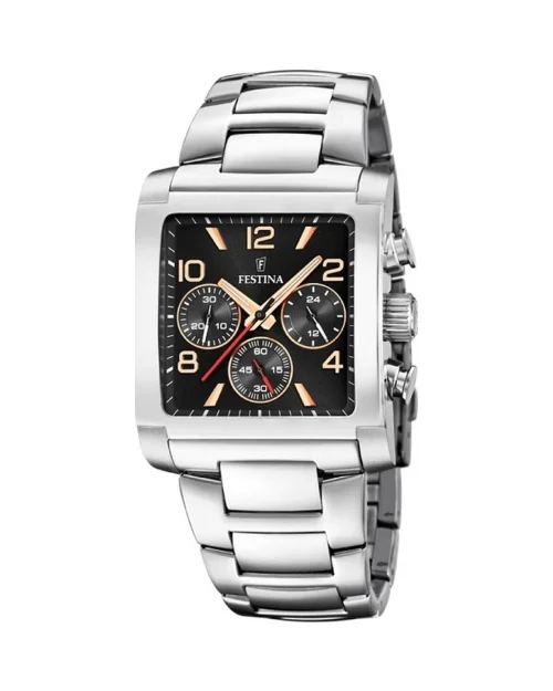 Festina On the square F20652/4 herrklocka i rostfritt stål