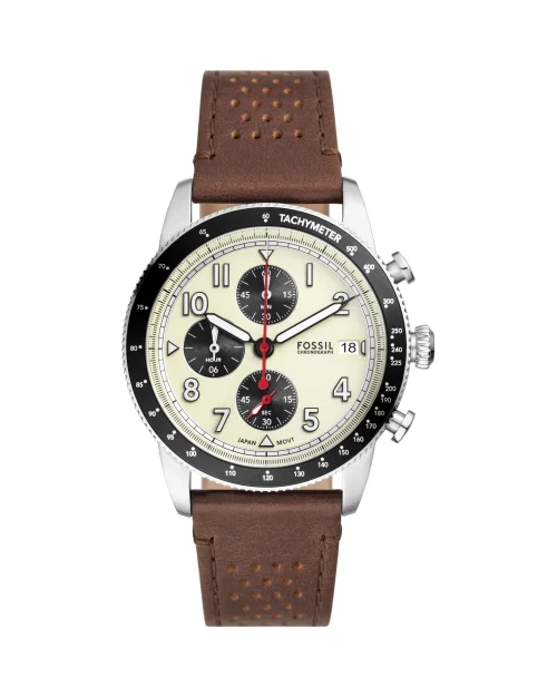 Fossil Sport Tourer FS6042 klocka i rostfritt stål och läder