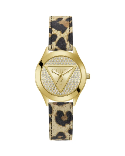 Guess Glitz Plaque GW0745L2 stainless steel and leather watch