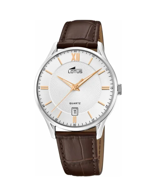 Orologio Lotus 18402/H da uomo, acciaio inossidabile e pelle marrone