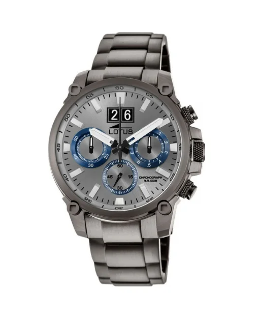 Orologio Lotus Chrono 10140/2 in acciaio inossidabile grigio e blu