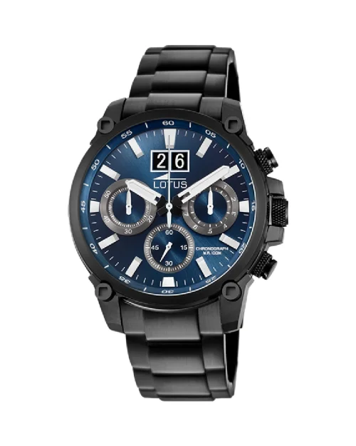 Orologio Lotus Chrono 10141/2 in acciaio inossidabile nero e blu