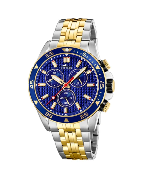 LOTUS CHRONO 18651/3 roestvrij stalen herenhorloge blauw
