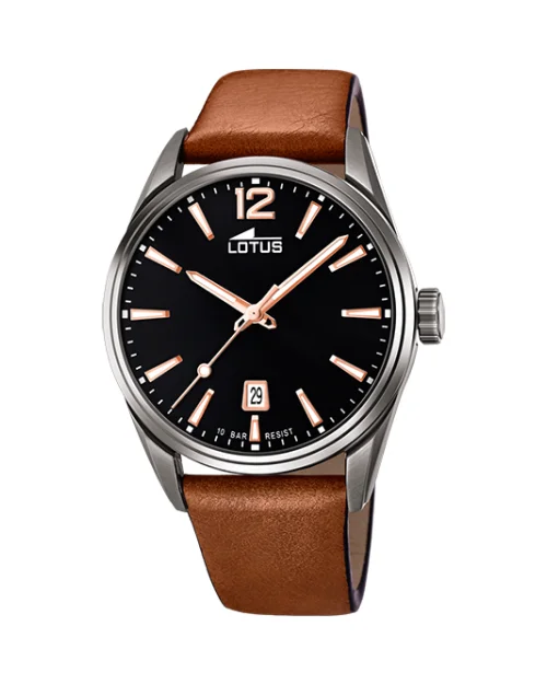 LOTUS CHRONO 18685/2 brun läderklocka för män