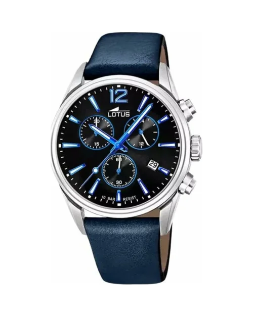 Lotus Chrono 18691/6 steel and blue leather watch