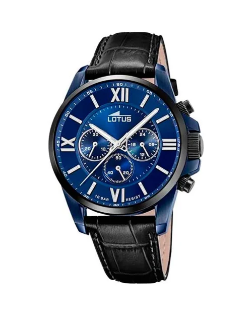 Orologio Lotus Chrono 18923/1 in acciaio e pelle nera