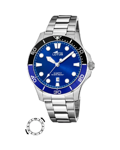 Lotus Excellent 18759/4 herenhorloge van roestvrij staal blauw
