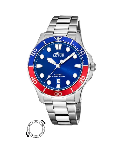 Lotus Excellent 18759/5 herenhorloge van roestvrij staal blauw