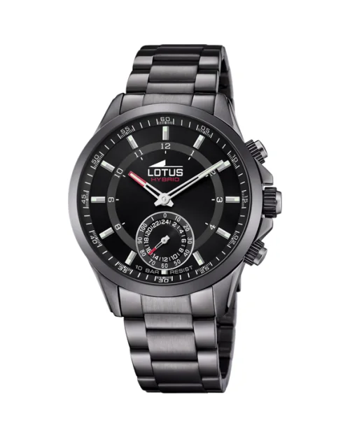 Lotus Hybrid 18807/2 herenhorloge van roestvrij staal zwart
