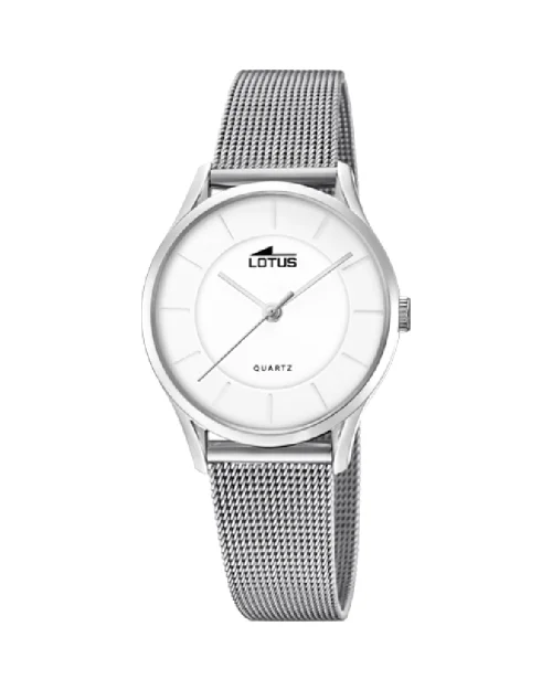 LOTUS MINIMALIST 18408/A roestvrij stalen dameshorloge wit