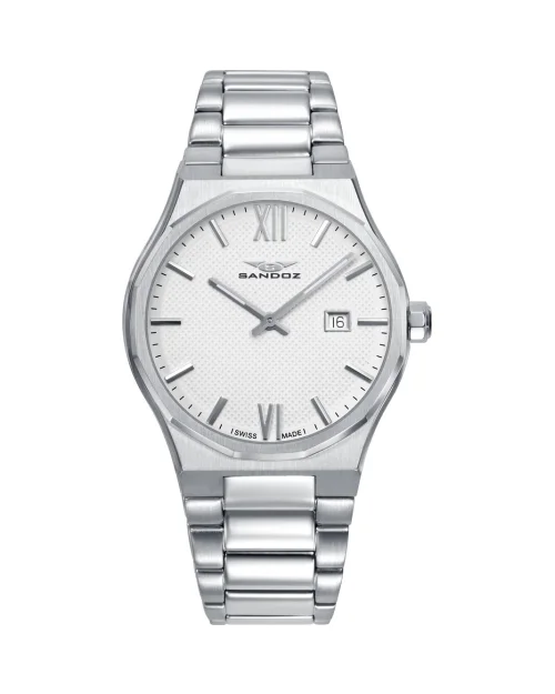 Sandoz Style 83013-03 Herrenuhr Edelstahl weiß