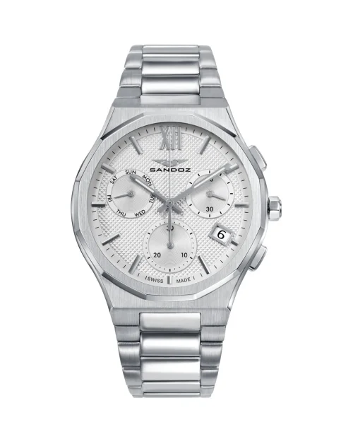 Sandoz Style 83017-03 montre pour hommes acier inoxydable blanc