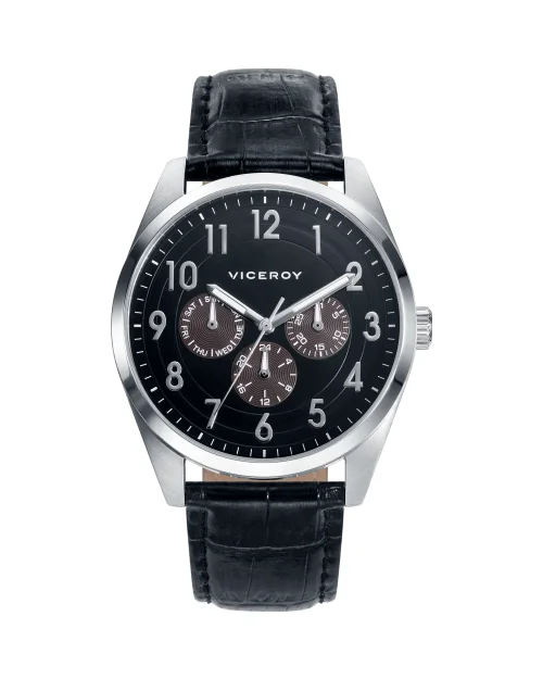 Reloj Viceroy  46675-55 Hombre Negro Piel Multifunción