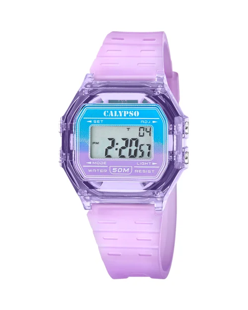 Calypso K6084/4 Digitaluhr für Damen, lila, mit Kautschukarmband