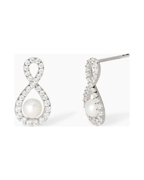 Pendientes Mabina Endless 563855 infinito perla plata 925 circonitas